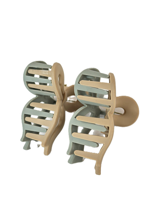 TWO-TONE BOW CLIP - MINTGREEN&BROWN