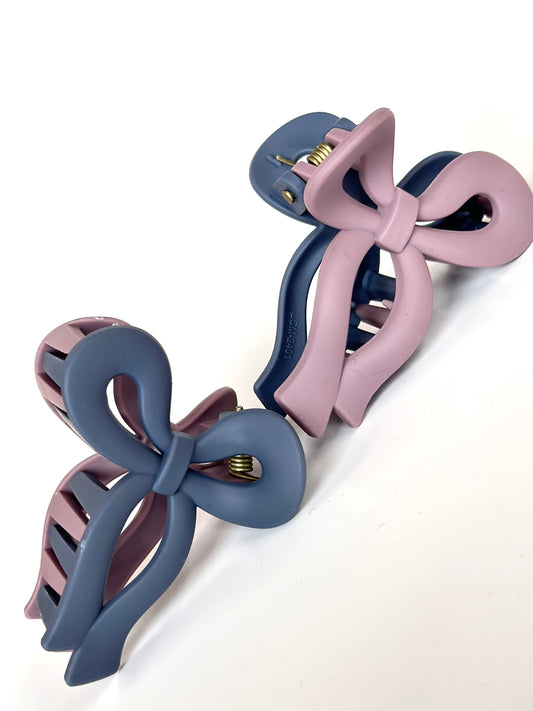 TWO-TONE BOW CLIP - PINK&BLUE